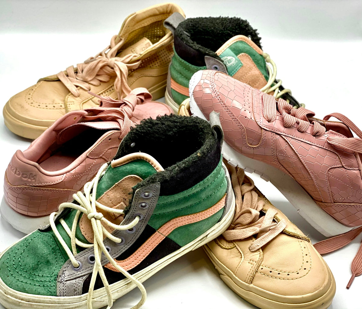 white and green nike sneakers