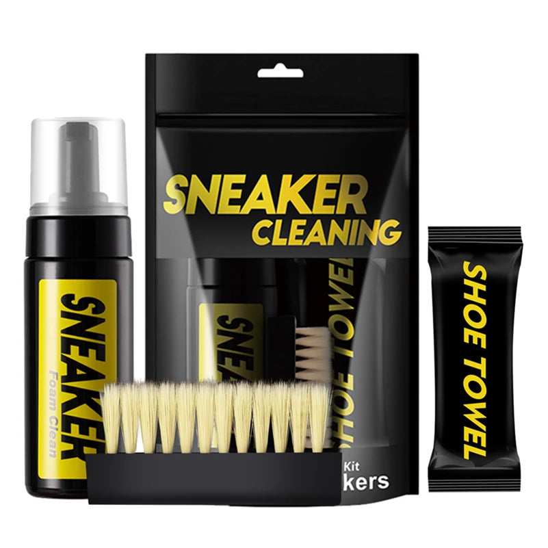 Kit Nettoyant Chaussures Sans Rinçage (150 ml) avec Brosse & Chiffon Microfibre